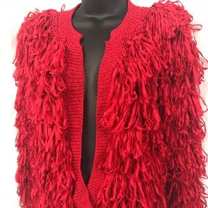 Red textured sweater Jacket